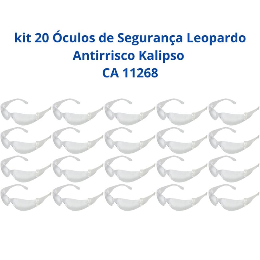 Kit 20 Óculos Segurança Leopardo Antirrisco Kalipso CA 11268