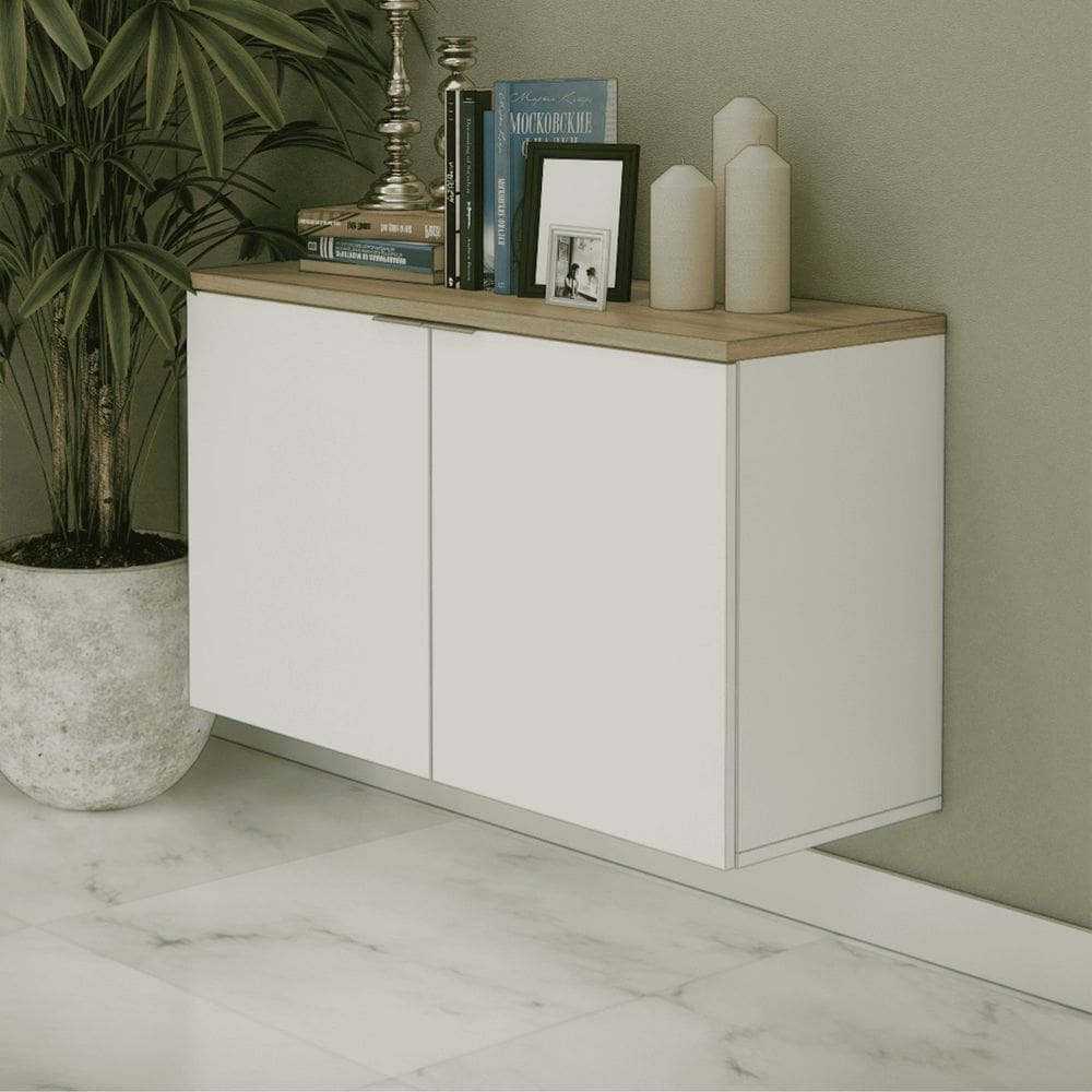Balcão Multiuso 110cm X 65cm Marrom Branco /Carvalho