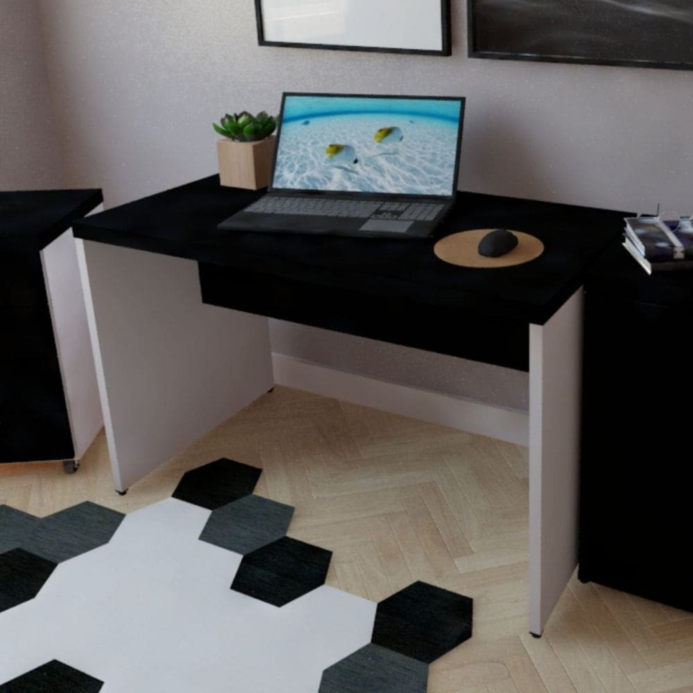 Mesa para Escritório 150cmx60cm Branco/Preto