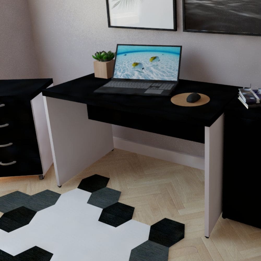 Mesa para Escritório 160cmx60cm Branco/Preto