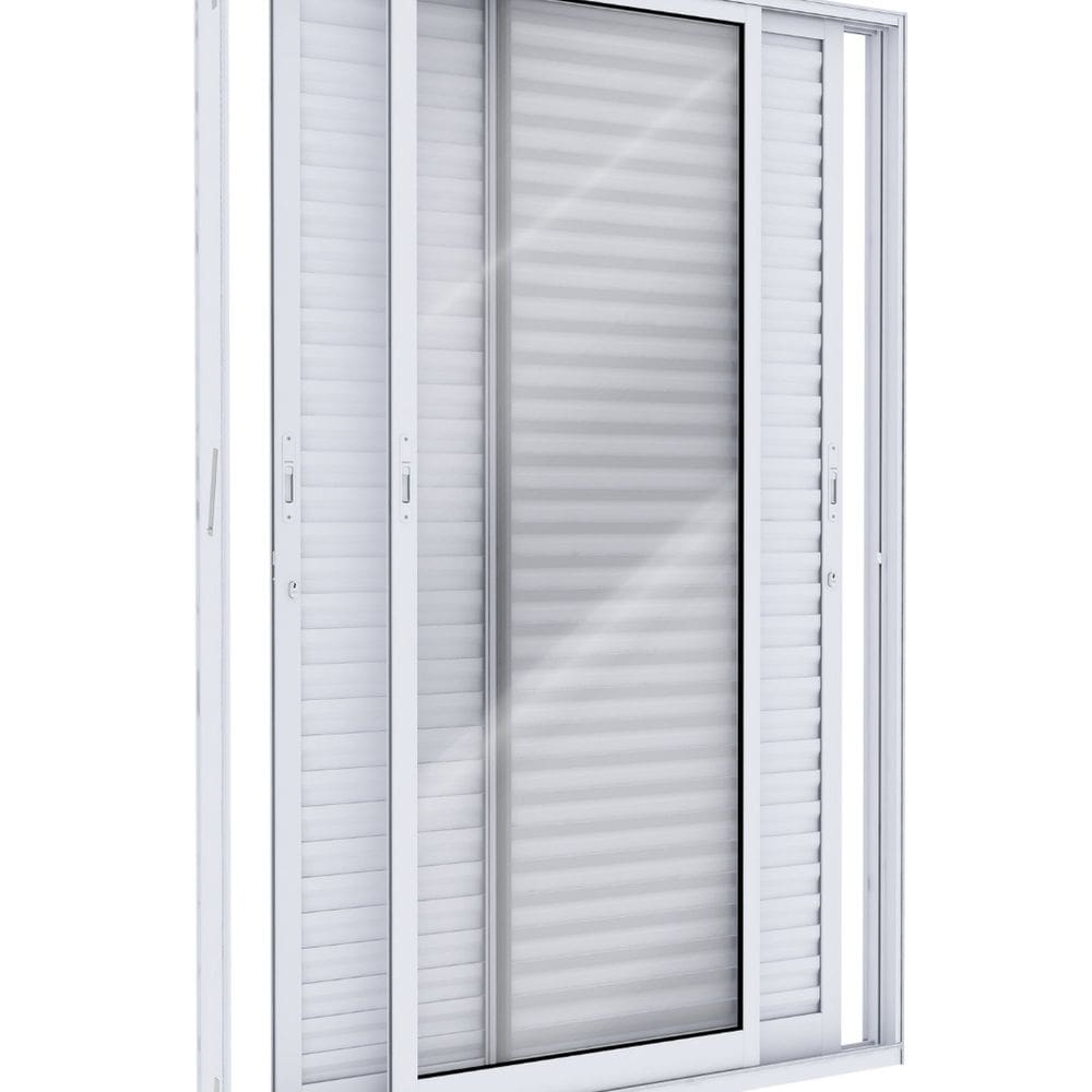 Porta Balcão de Alumínio de Correr Lateral 3 Folhas Móveis 215x160cm Lucasa Ideale Branco