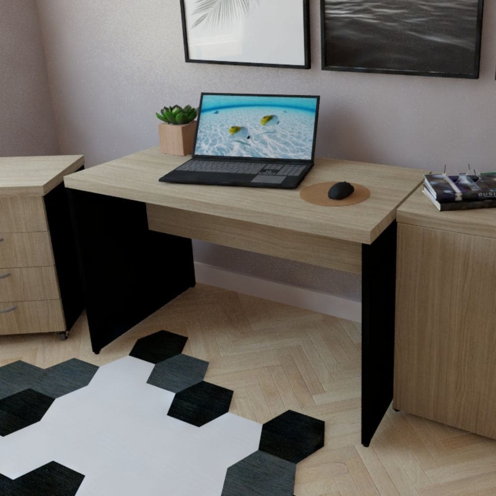 Mesa para Escritório 160cmx60cm Preto/Carvalho Mel