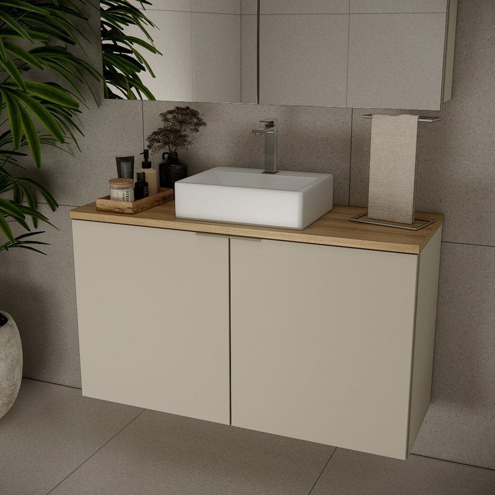 Gabinete de Banheiro 110cm X 65cm Marrom Panna / Carvalho