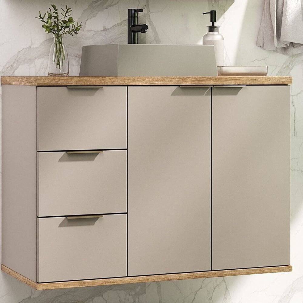 Gabinete de Banheiro 76cm X 62cm Aqua Panna / Carvalho