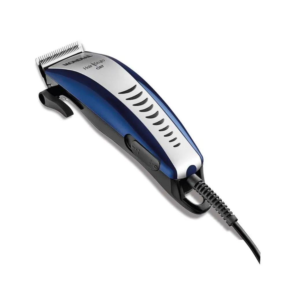 Cortador de Cabelo Mondial Hair Stylo CR7 Lâminas em Aço Inox 10W Azul/Prata 220V - CR-07