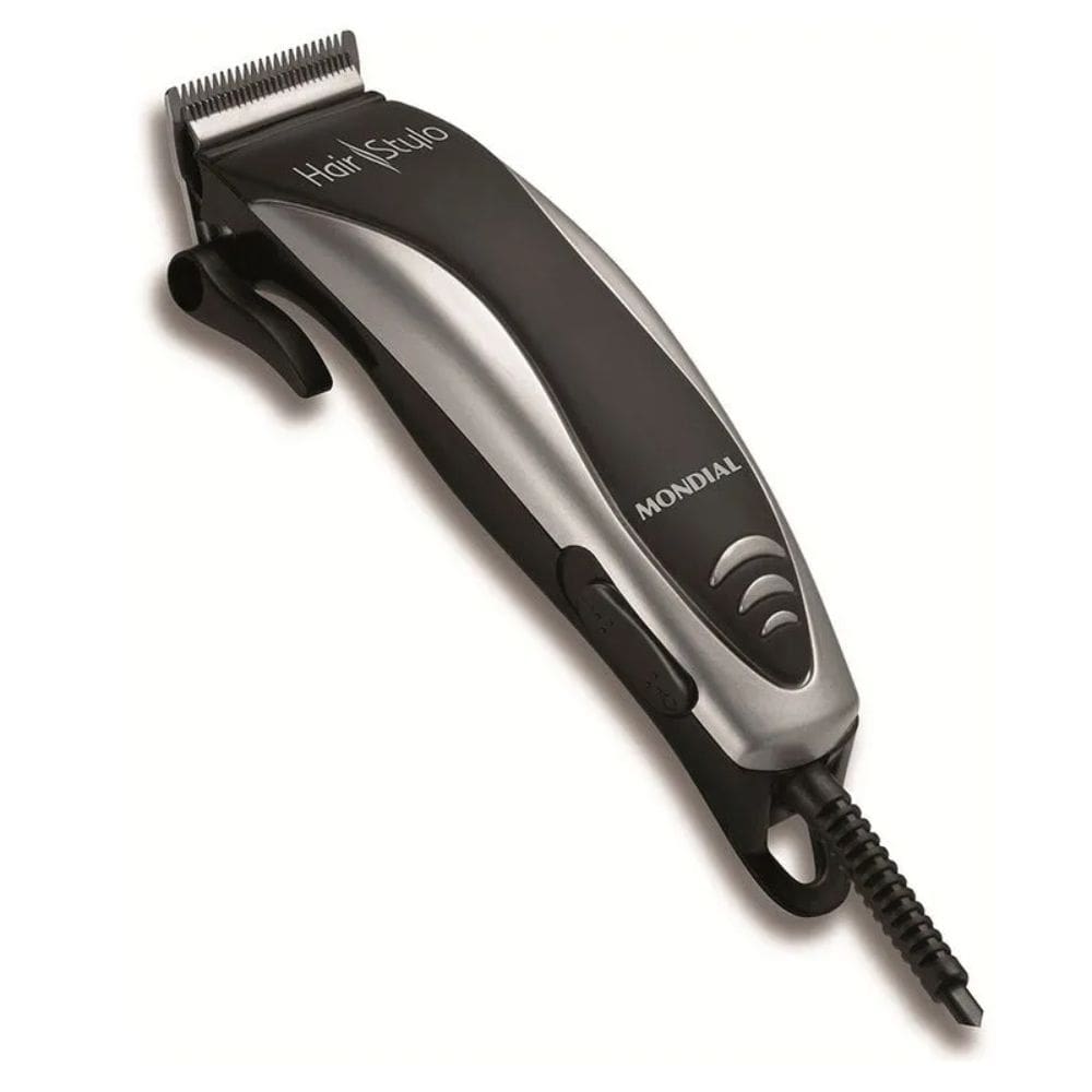 Cortador de Cabelos Mondial Hair Stylo Lâminas em Aço Inox 127V Preto/Prata - CR-02