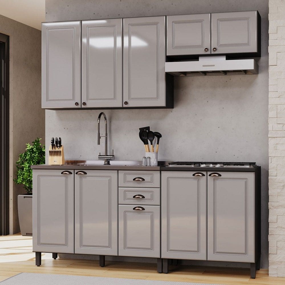 Cozinha Completa Firenze 10 Portas 2 Gavetas 6171.162 Cinza/Titânio - Indékes