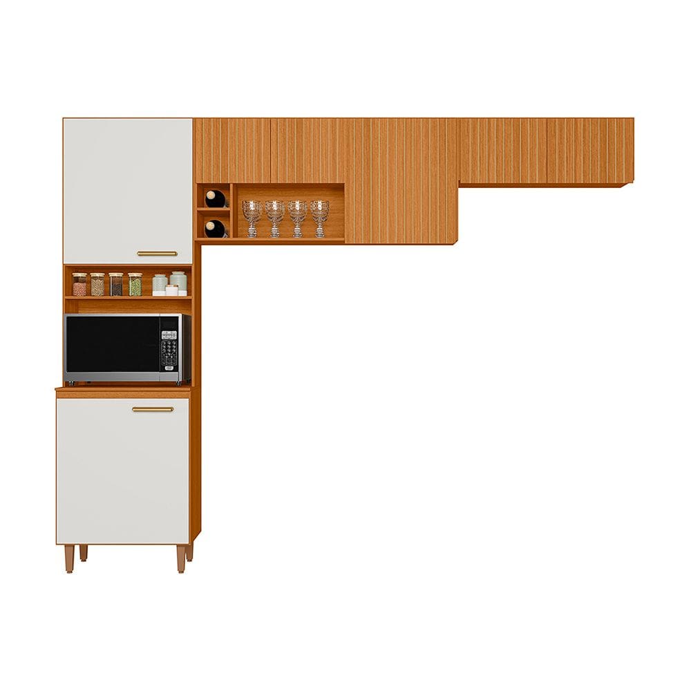 Cozinha Compacta 3 Peças Sicilia Freijo Uv Off Acetinado Ripado - SSX Multicoisas