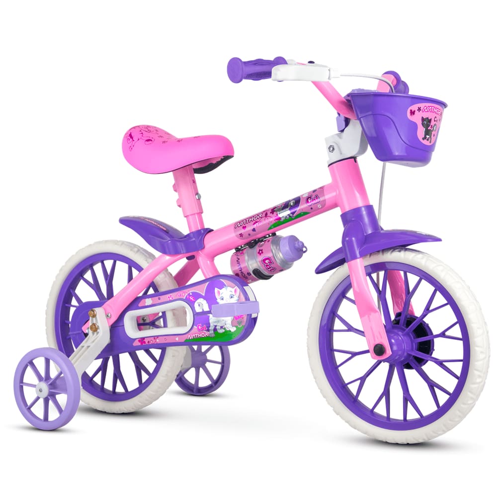 Bicicleta Infantil Aro 12 Cat Nathor Menina Cor Rosa Violeta