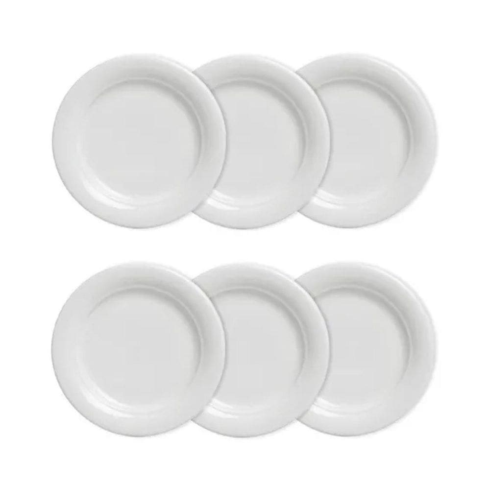 Kit 6 Pratos Rasos Brancos Para Refeição Melamina 25Cm