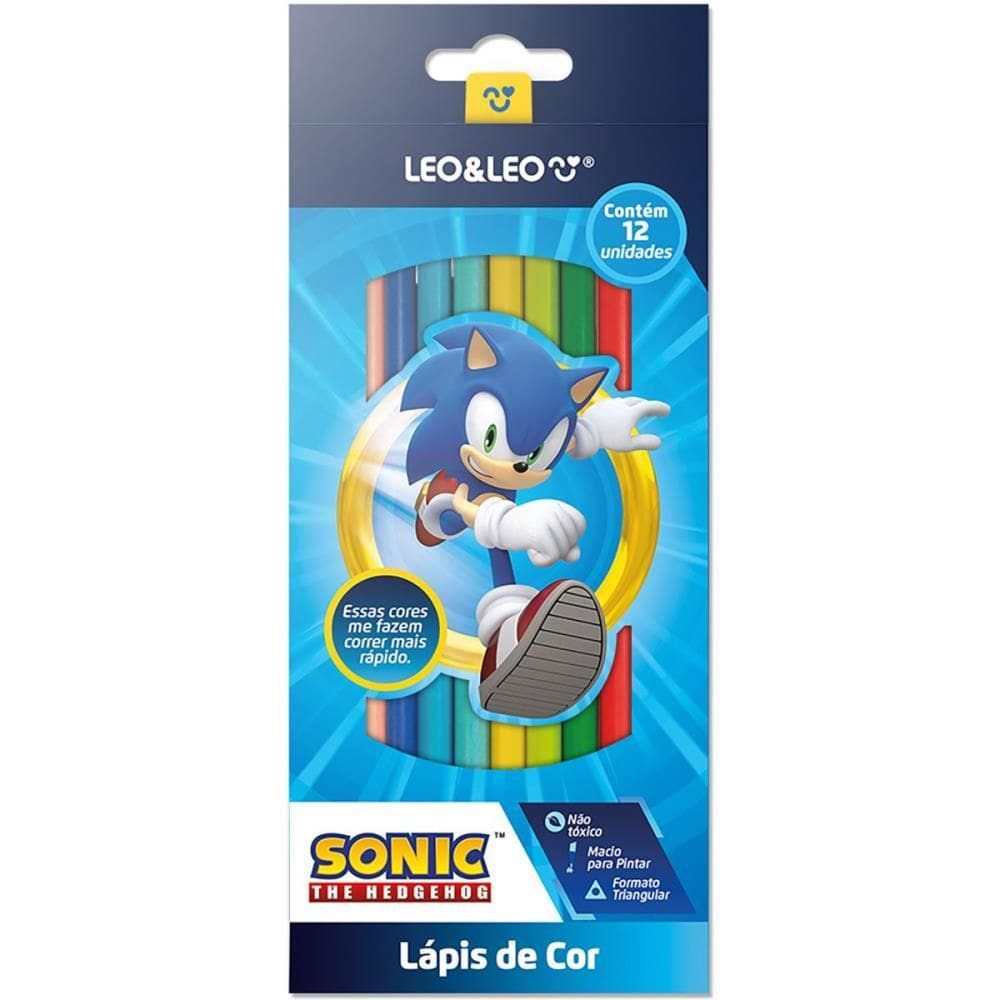 Lápis De Cor Triangular Sonic 12 Cores - Leonora