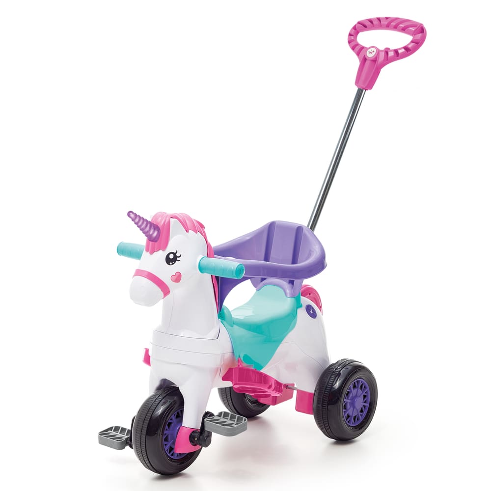 Triciclo Unicórnio Fantasy Multifuncional Calesita Rosa