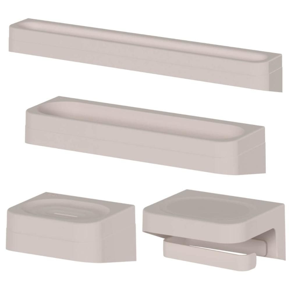 Kit 4 Acessórios Banheiro Saboneteira Toalheiro Papeleira Po