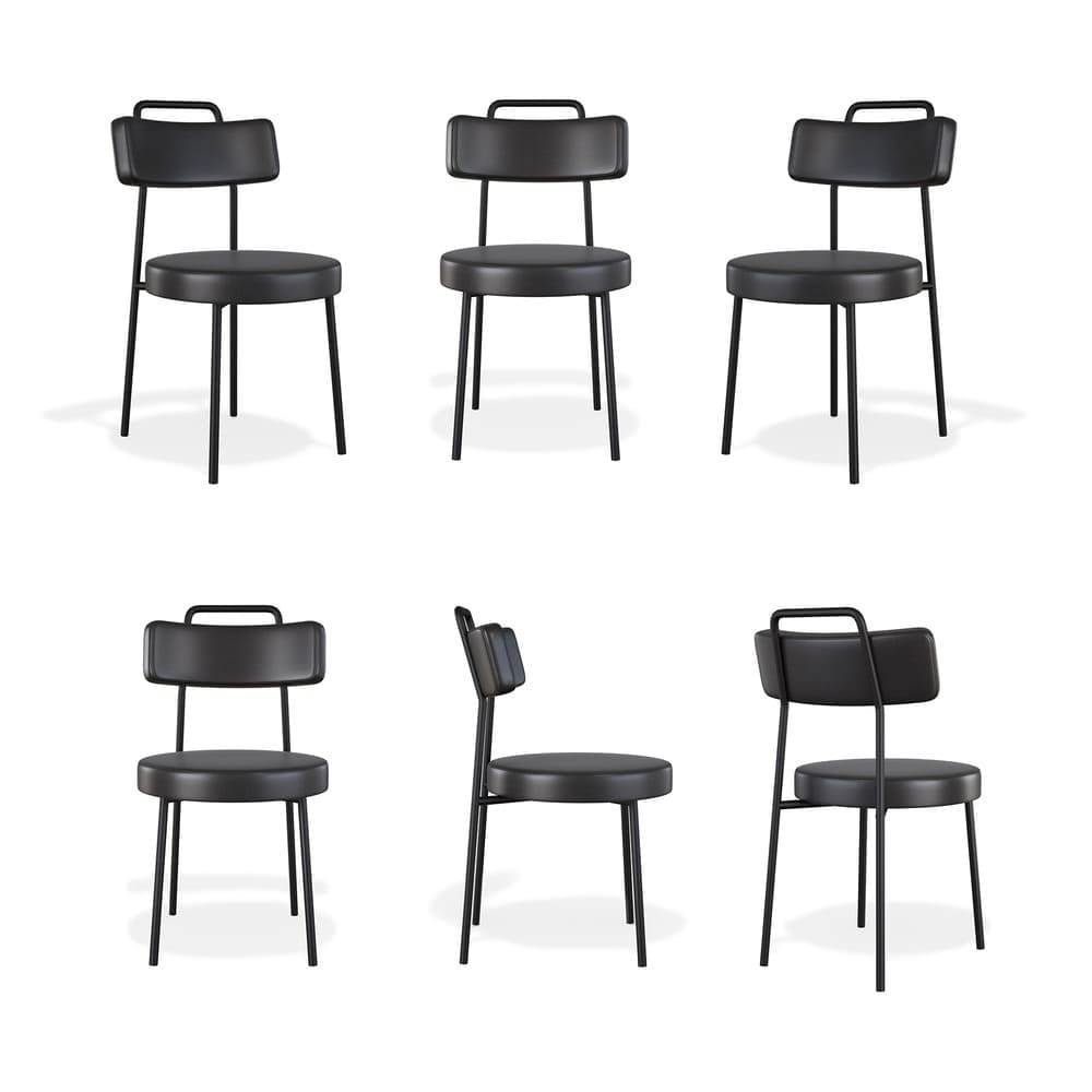 Conjuto 6 Cadeiras Fixa Escritório Ster Courino Preto - Vallisa Decor