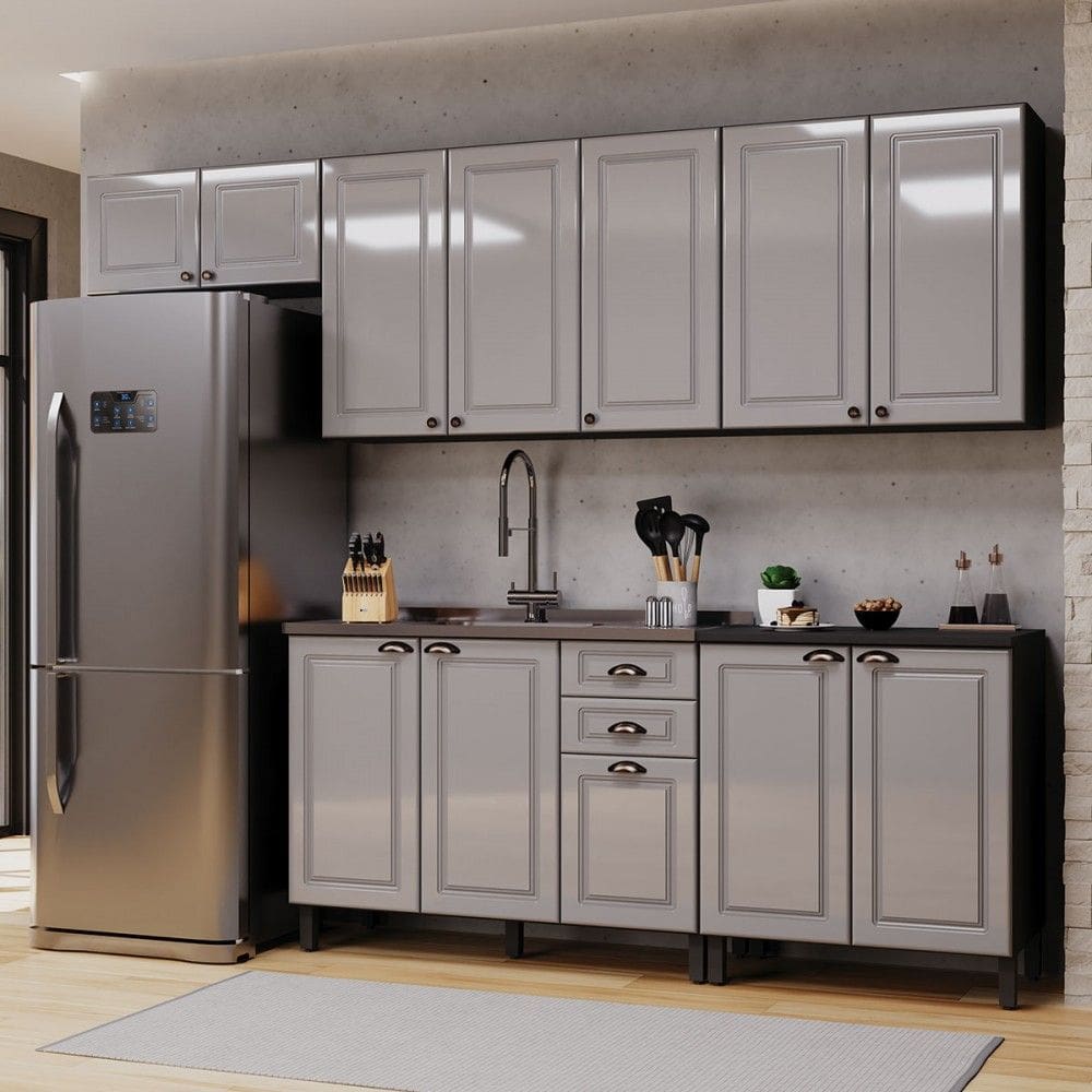Cozinha Completa Firenze 12 Portas 2 Gavetas 6171.164 Cinza/Titânio - Indékes