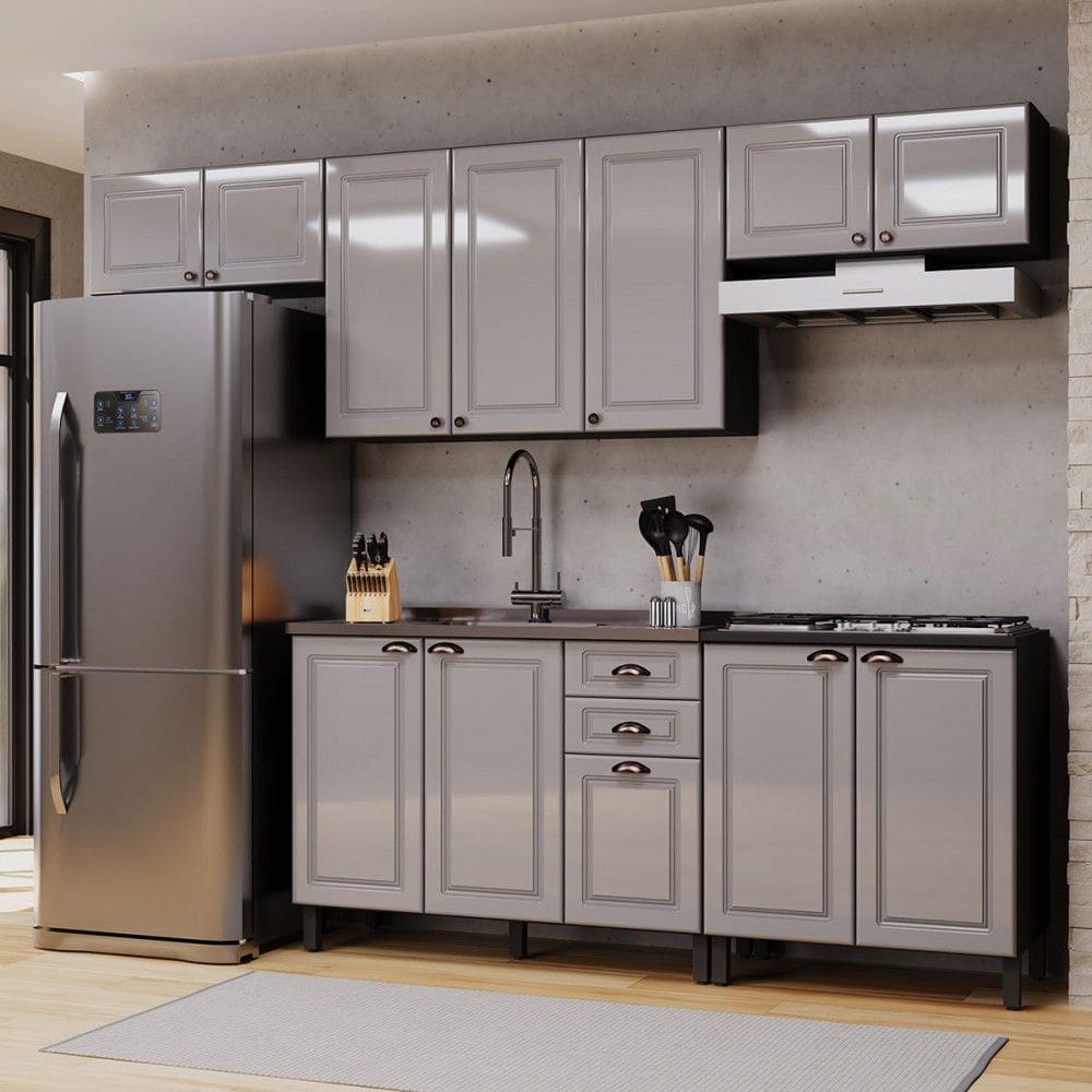 Cozinha Completa Firenze 12 Portas 2 Gavetas 6171.165 Cinza/Titânio - Indékes