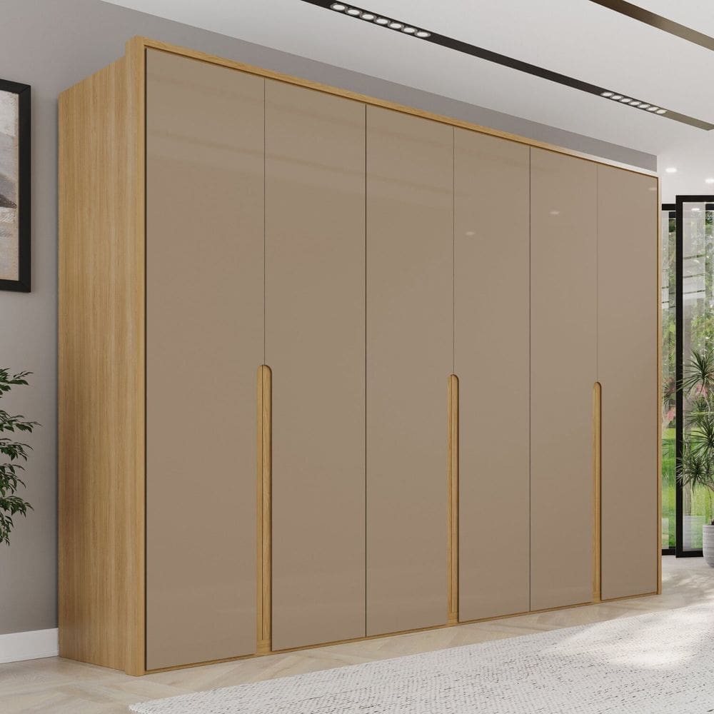 Guarda-roupa Casal 6 Portas 6 Gavetas 100% Mdf Lizz Hannover/Cinza