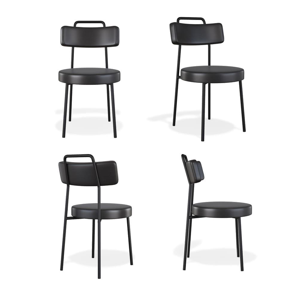 Kit 4 Cadeiras Fixa Ster Courino Preto Sala de Jantar - Vallisa Decor