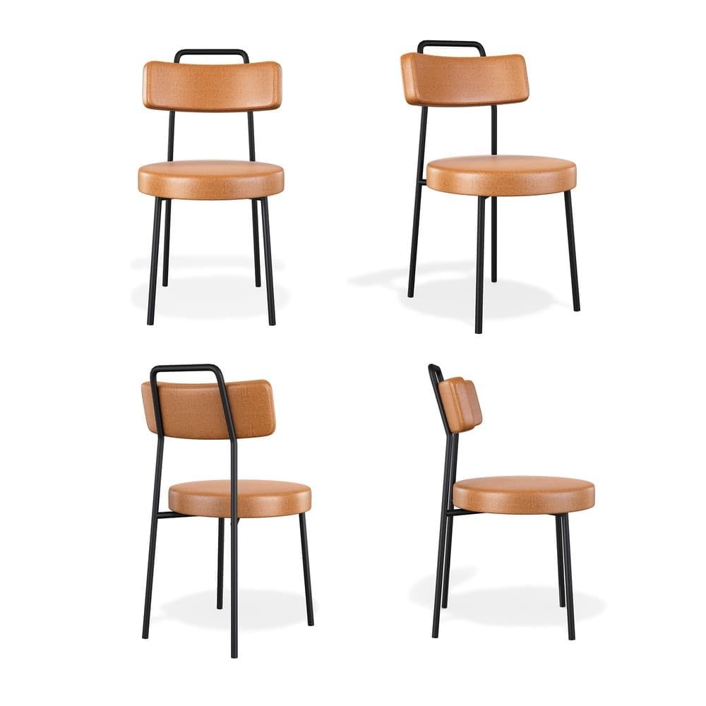 Kit 4 Cadeiras Fixa Ster Courino Whisky Recepção - Vallisa Decor