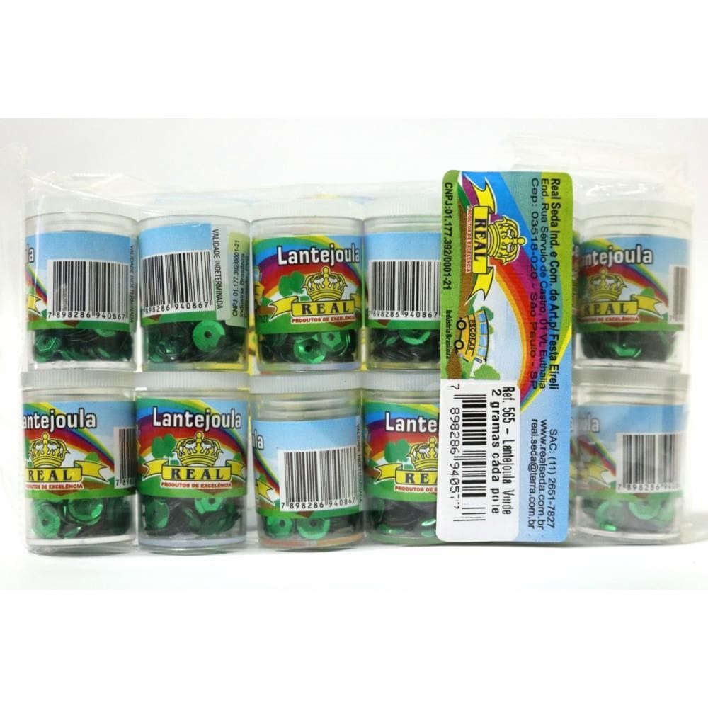 Lantejoula Metalizada 12 Potes 2g. N.06 Verde - Real Seda
