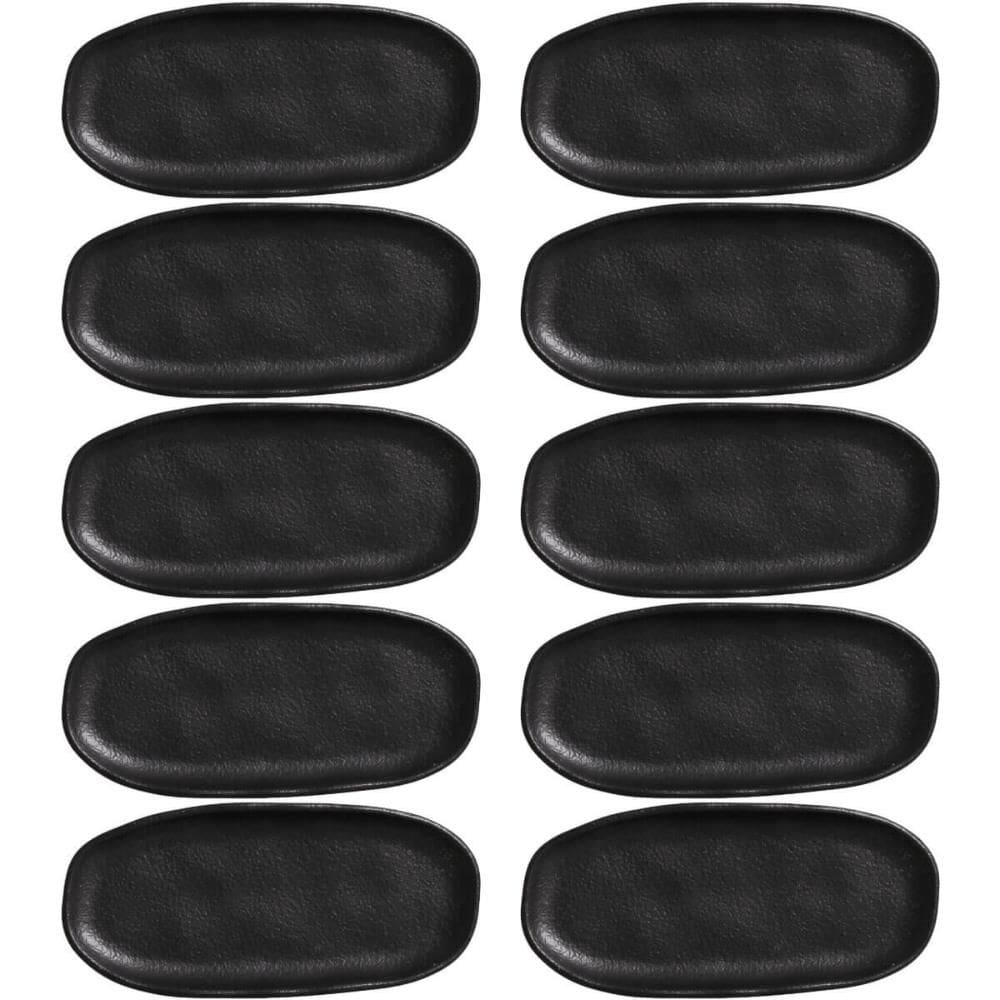 Kit 10 Travessas 16,5x8cm Cerâmica Orgânico Preto Restaurante Buffet Porto Brasil