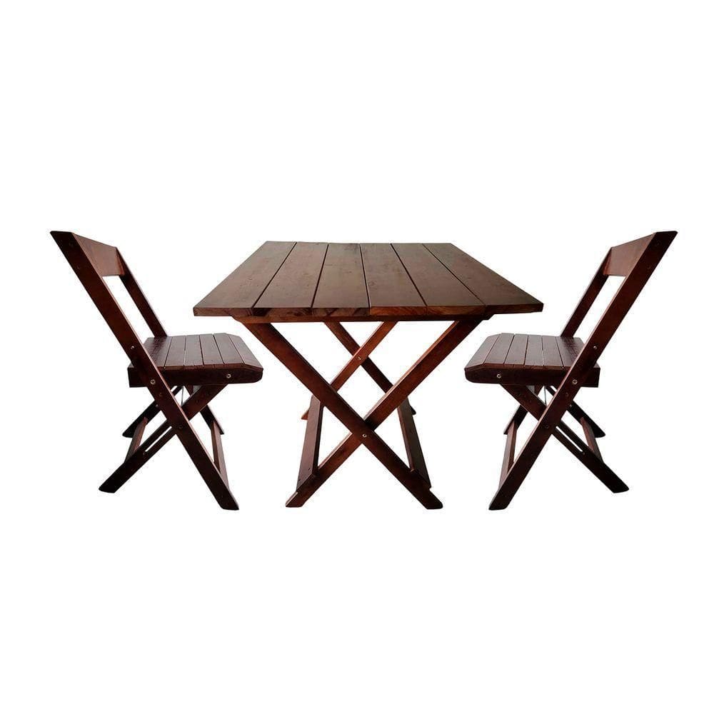 Conjunto De Mesa Para Bar 2 Cadeiras Dobráveis Em Madeira Imbuia
