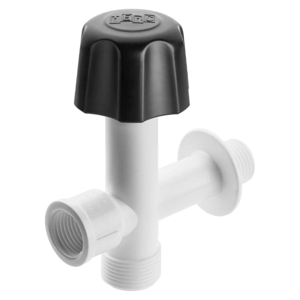 Registro Máquina de Lavar Herc 1/2 Saída 3/4 Branco e Preto