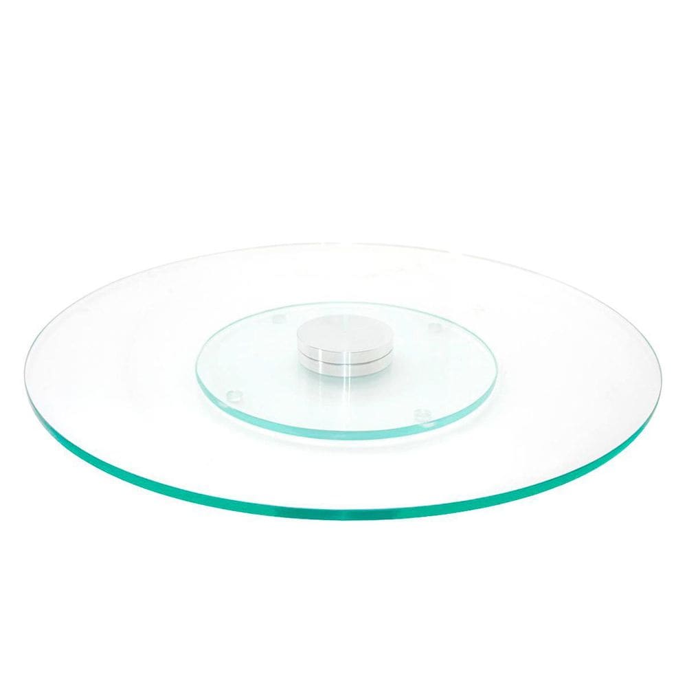 Prato Giratório Vidro Temperado C/Base INOX LUXO 70cm X 8mm