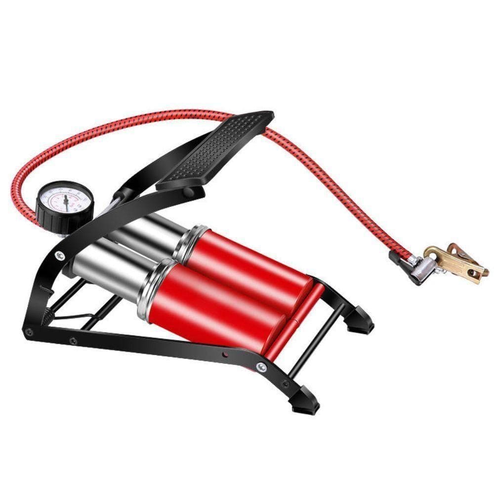 Bomba Ar Alta Pressao Dupla Manometro Compressor Pedal Inflador Encher Bola Boia Colchao Inflavel