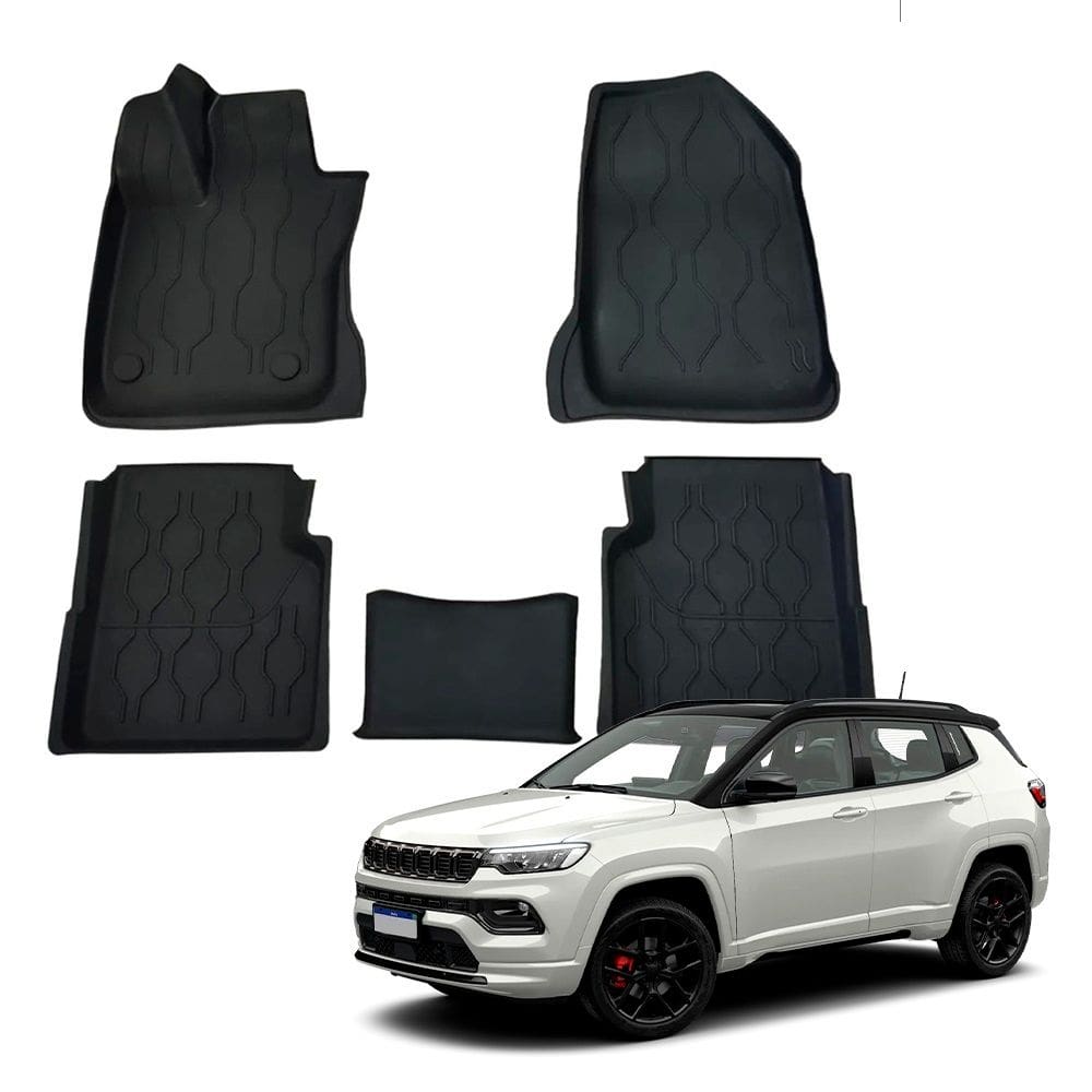 Tapete para Jeep Compass 2017 a 2025 com Bordas Elevadas Antiderrapante Tipo Bandeja Jogo 5 Peças