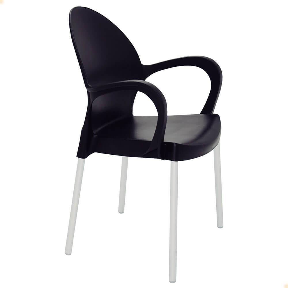 Cadeira Tramontina Grace Empilhável Preto em Polipropileno Pés Alumínio 92068/909