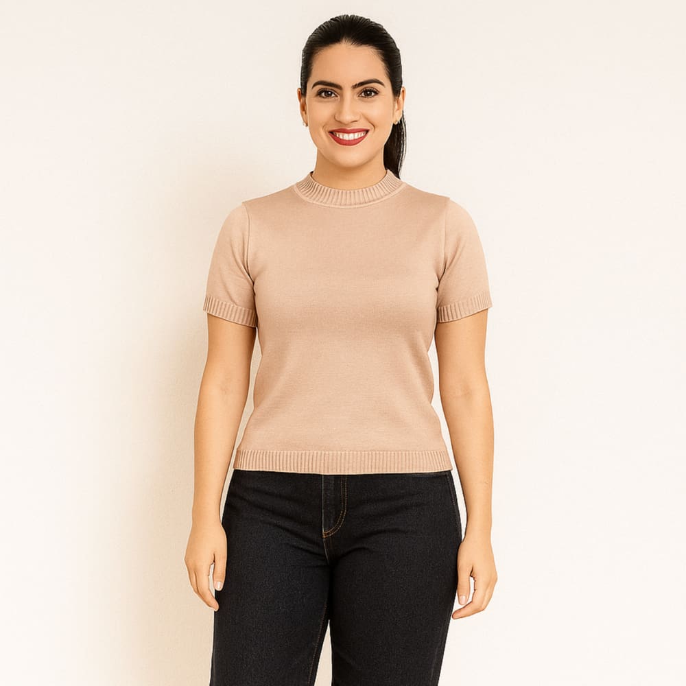 Blusa Feminina Modal Lisa Tricot Manga Curta