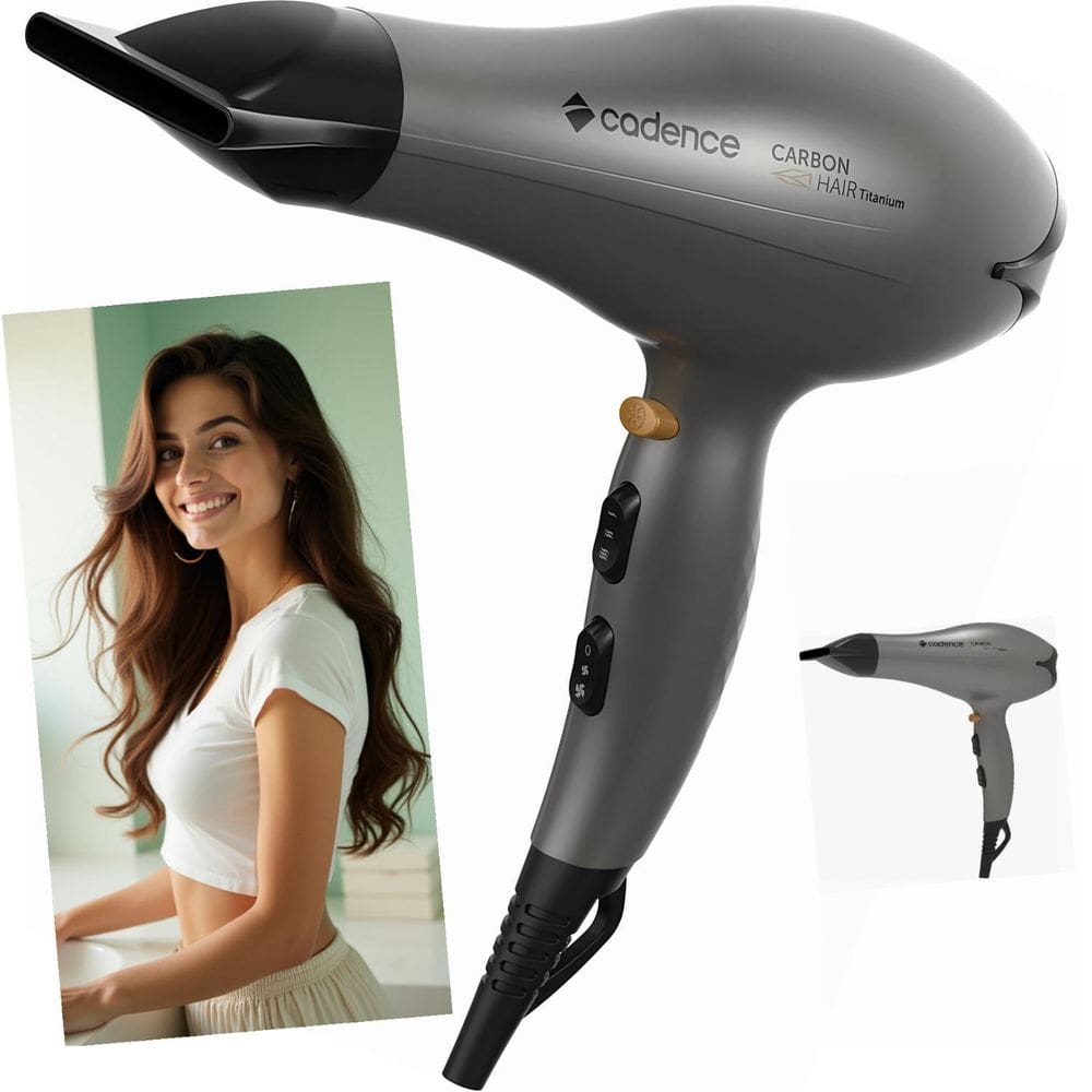 Secador Cabelos Cadence Carbon Hair 1900W Motor AC 3 Temperaturas 2 Velocidades Cabo 1,90m