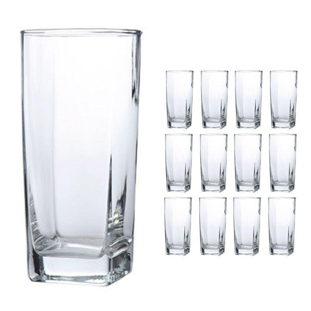 Copo Vidro 320Ml  Suco, Água  Bali Kit Com 12 Transparente