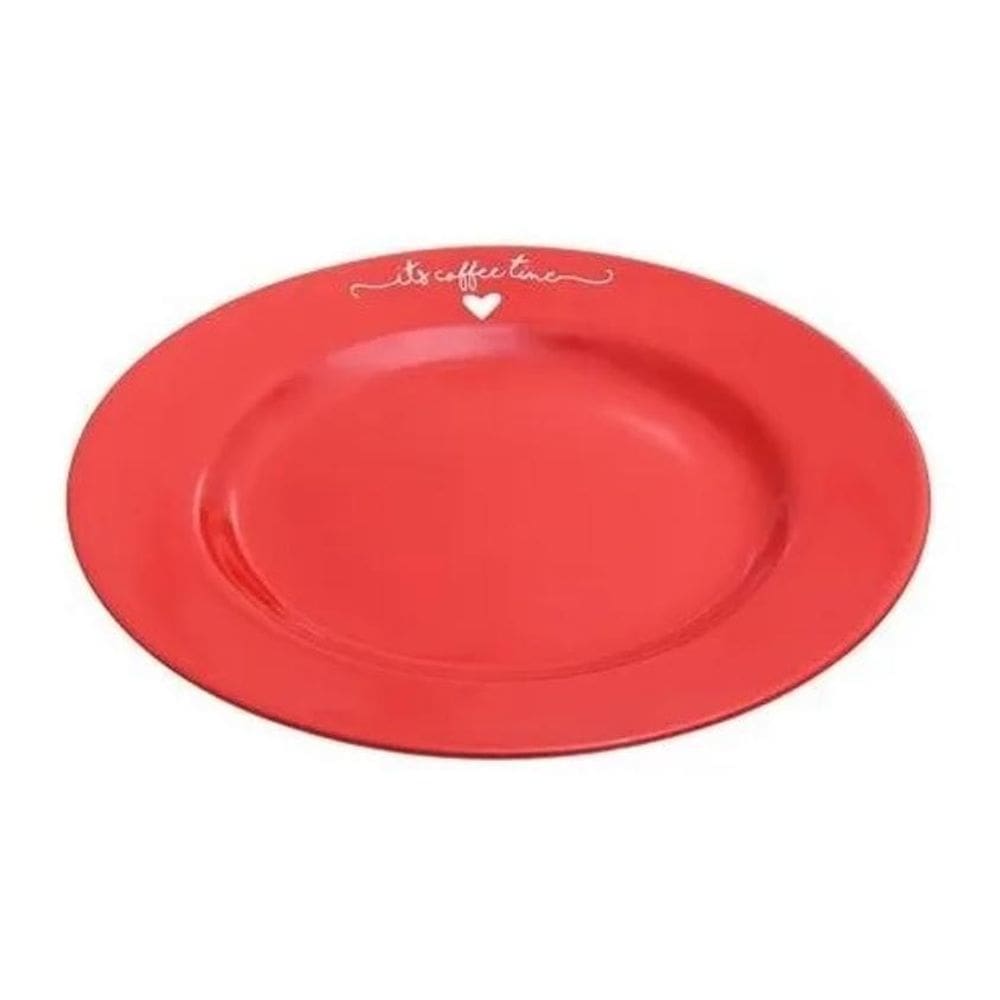 Prato Porcelana Sobremesa Lamour Vermelho 19Cm Hauskraft