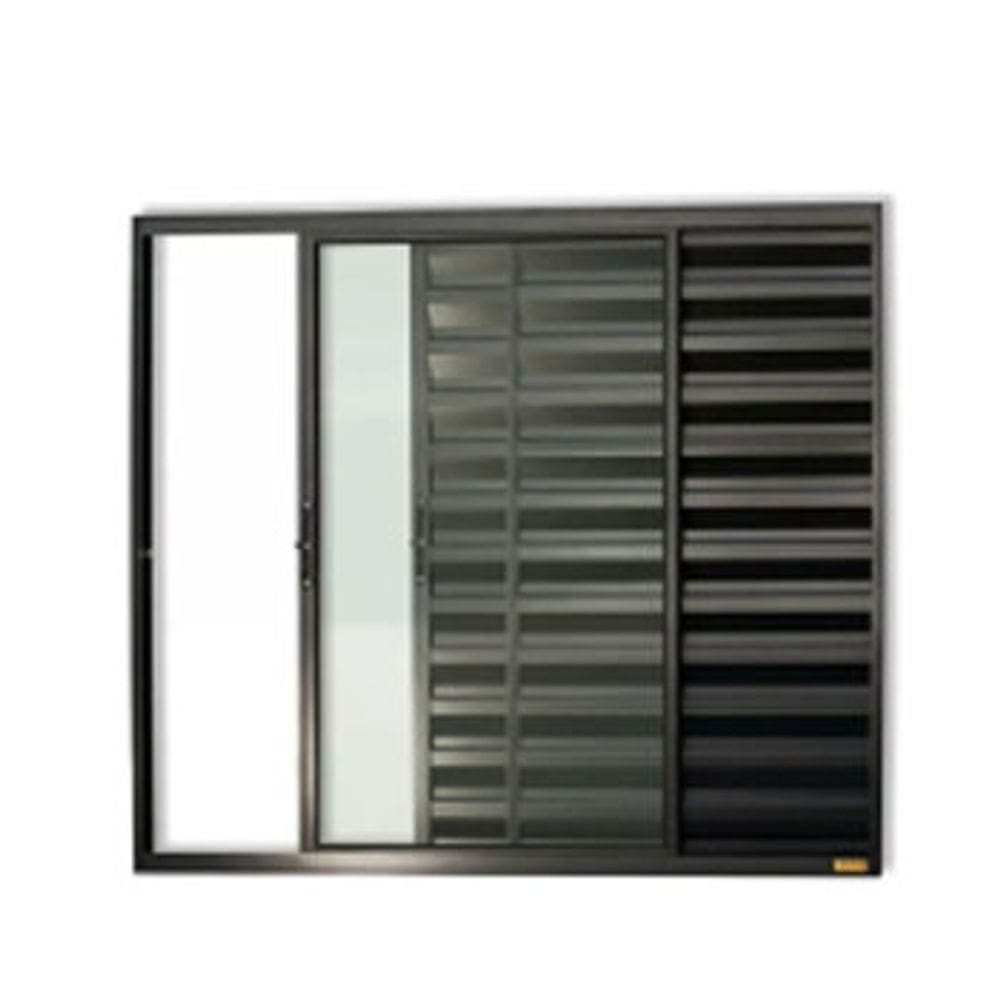 Veneziana 3 Folhas Aluminio Preto 1,00x1,50 S/grade