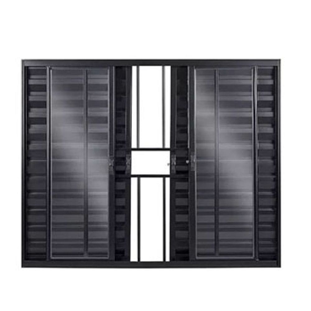 Veneziana 6 Folhas Aluminio Preto 1,00x1,20 C/grade