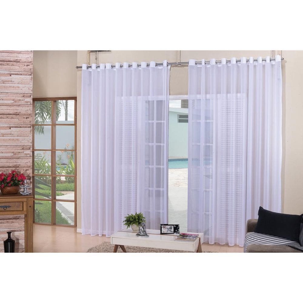 Cortina Para Sala Quarto Voal Liso Branca 5,00X2,50