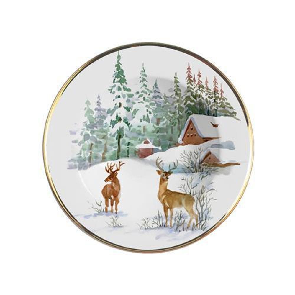 Jogo De Pratos Fundo Rena Premium Borda C/Filete Ouro C/6Und