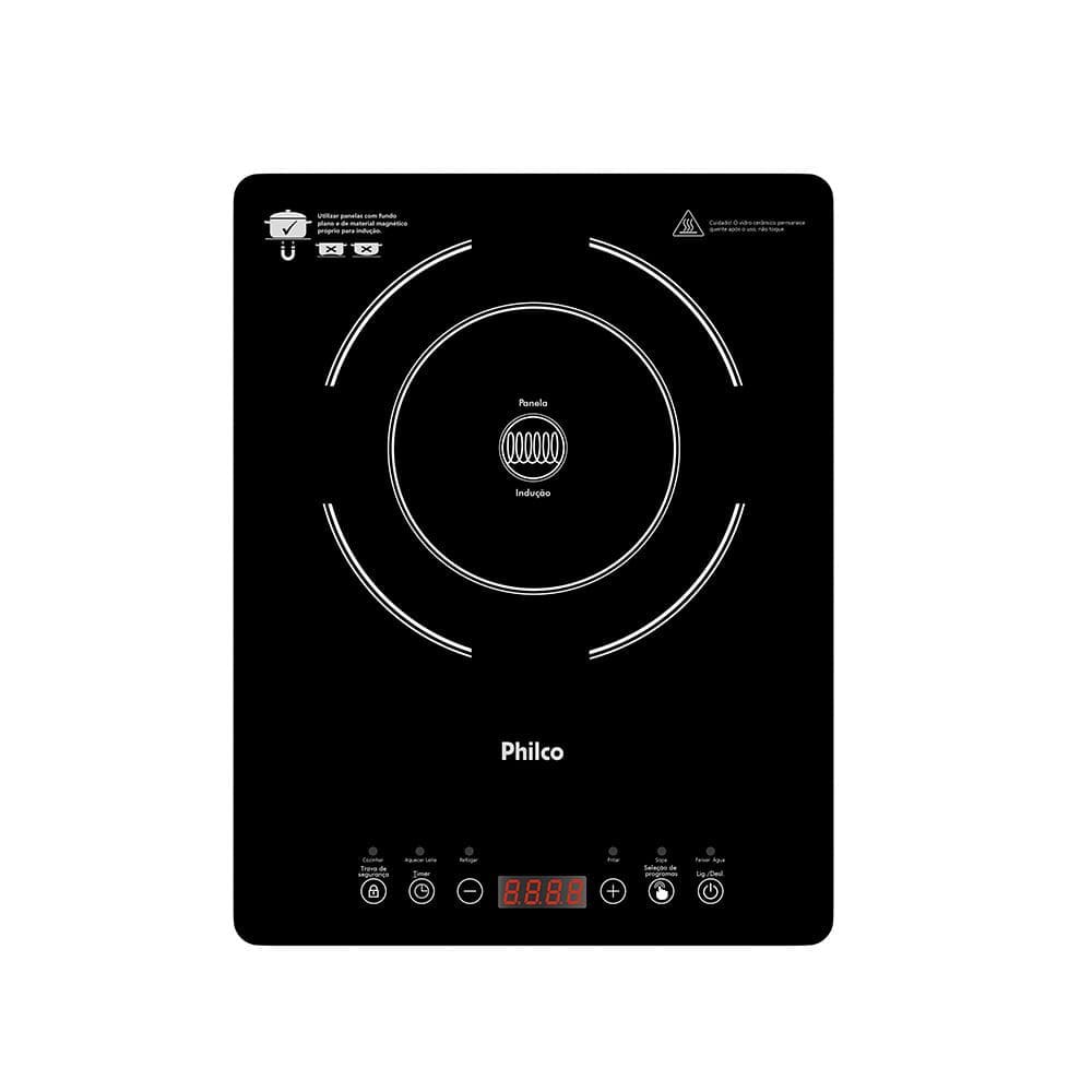Cooktop De Indução Portátil Philco PCT10A Display Digital Painel Touch Preto 220v