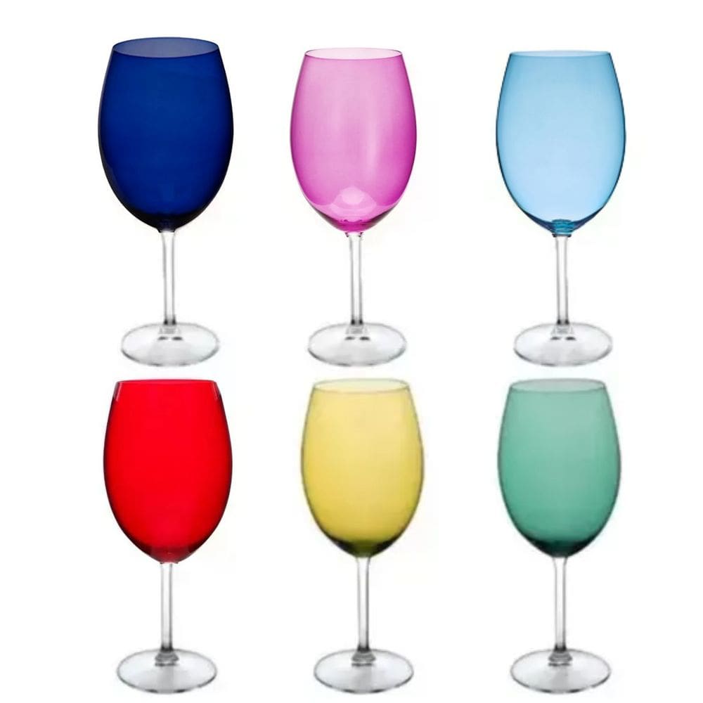 Taça Cristal Gastro Agua 580ml Coloridas 6un Bohemia