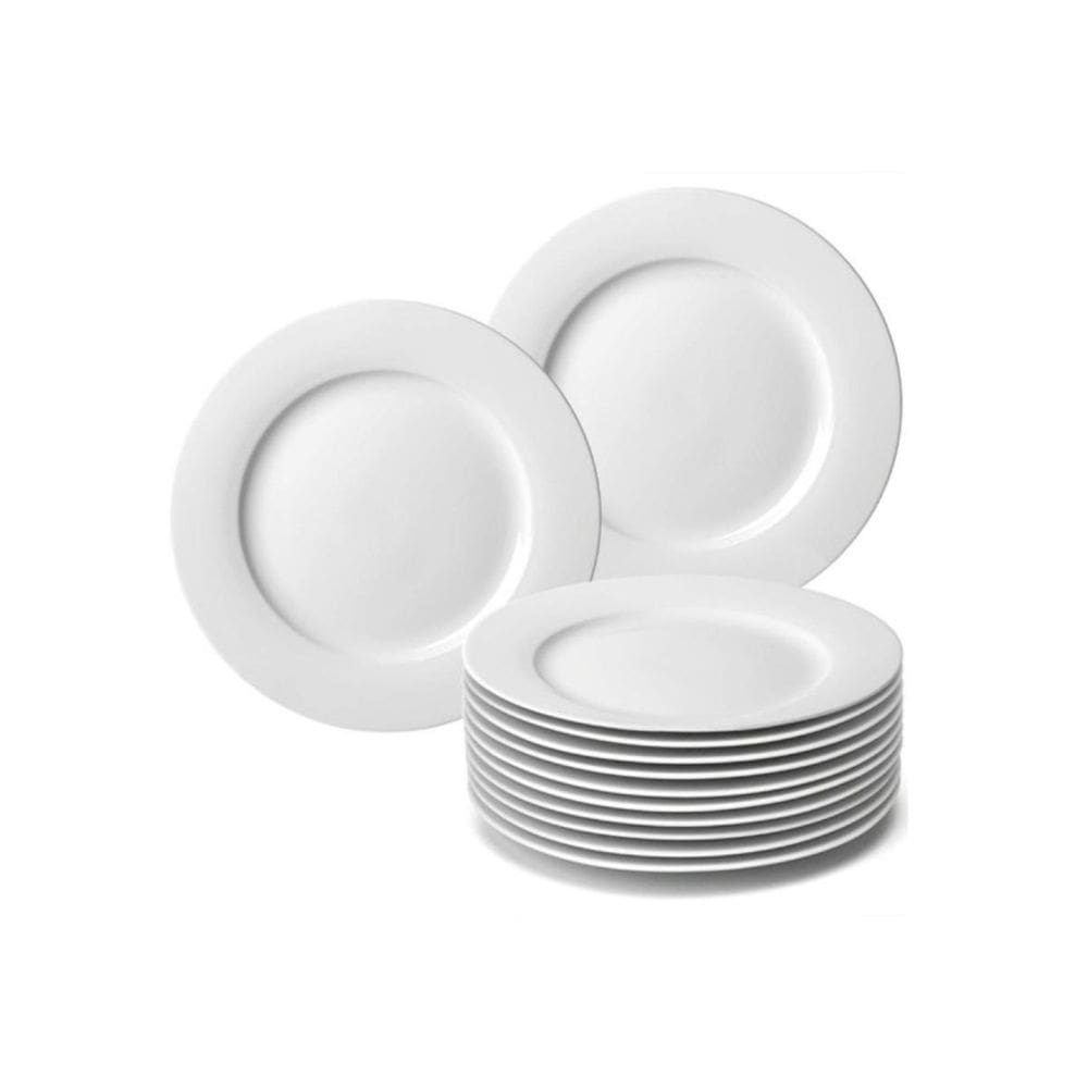 Kit 12 Pratos De Sobremesa Branco Doce Festa Melamina 20Cm