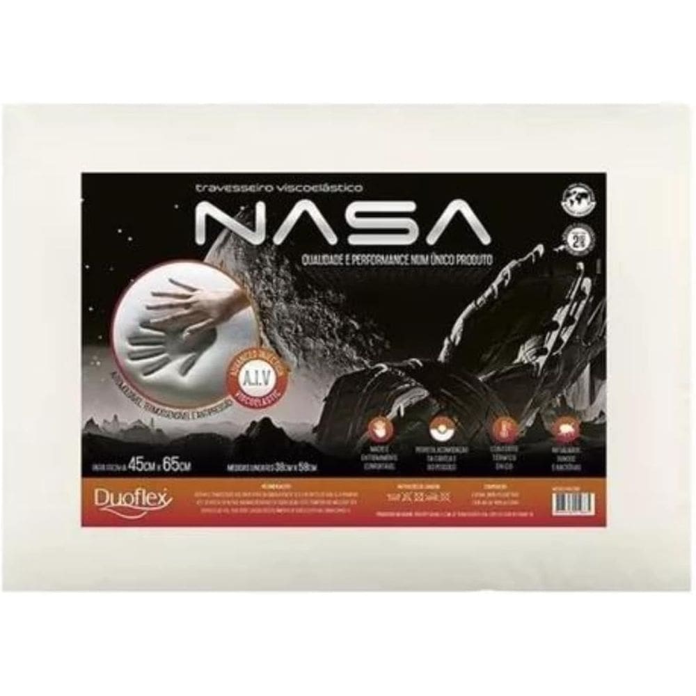 Travesseiro Nasa Duoflex Bege 45cmx65cm Espuma 100% Duoflex