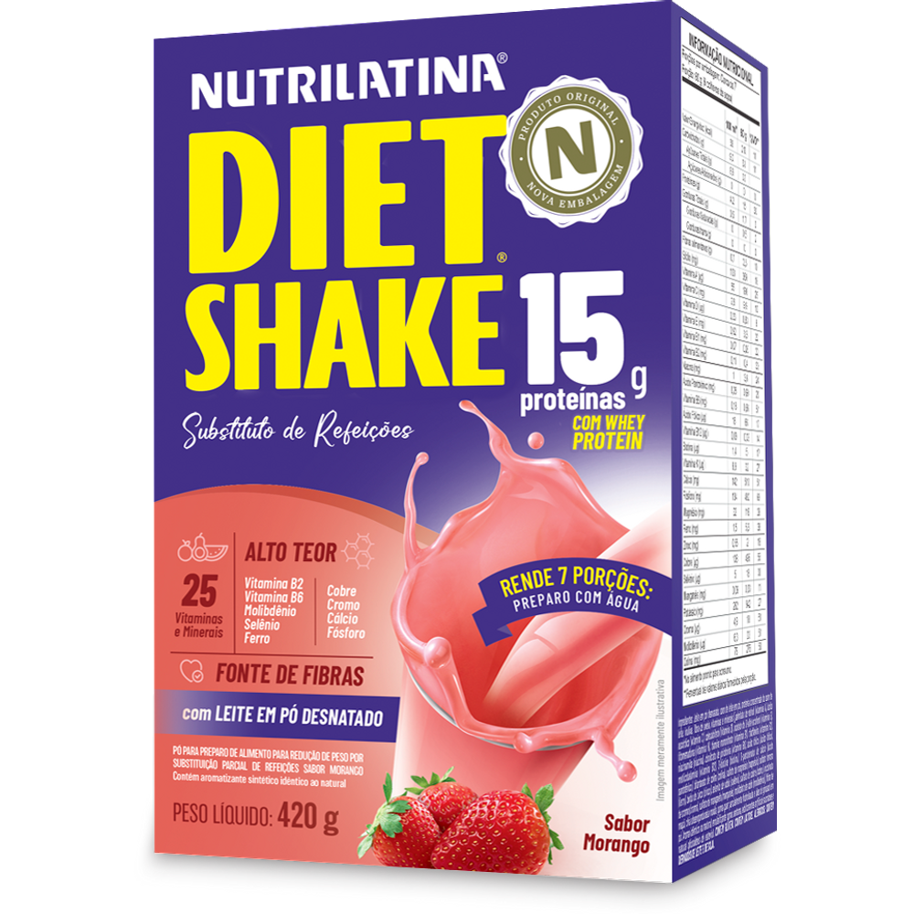 DIET SHAKE MORANGO Nutrilatina 420g