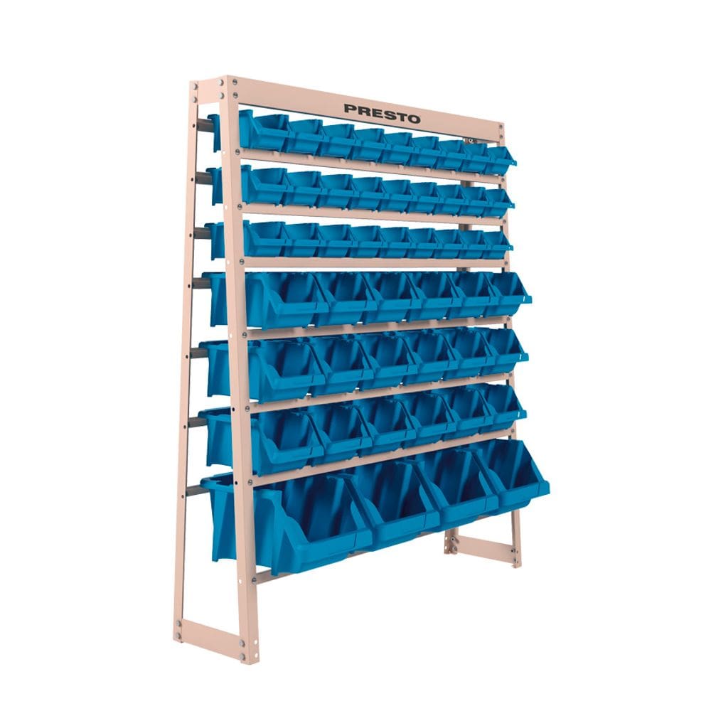 Kit Estante Gaveteiro com 49 Gavetas Mistas N° 3, Nº 5 e Nº 7 Azul 93016 -  PRESTO