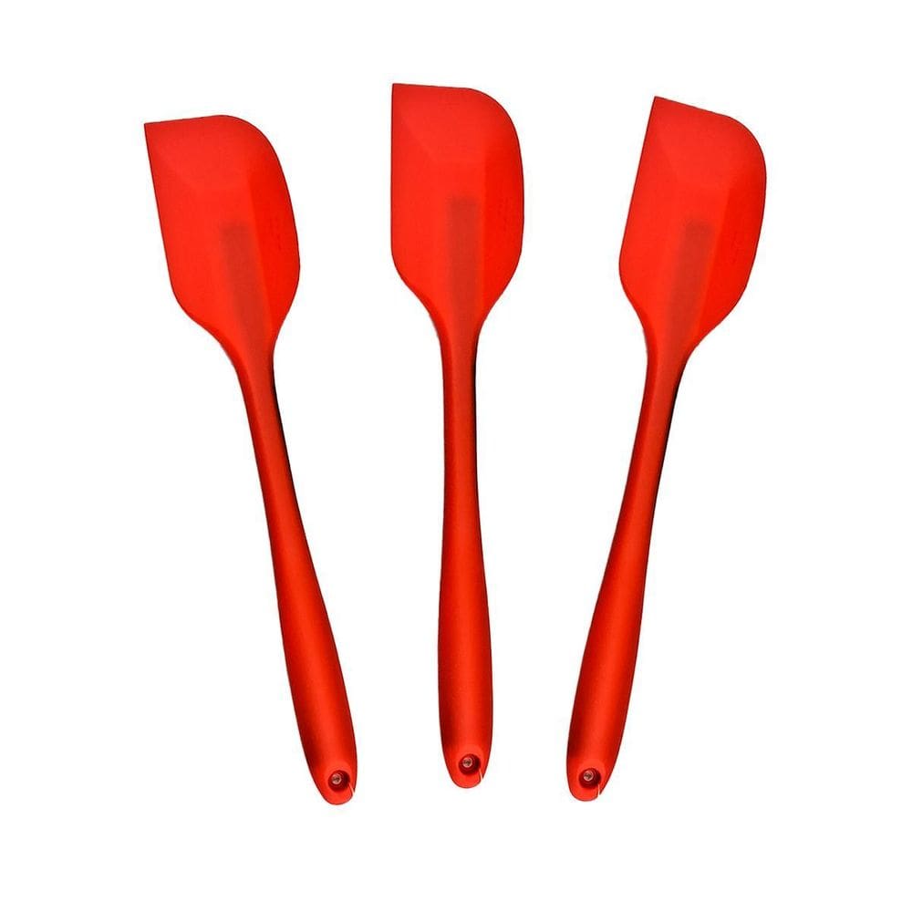 Kit 3 Espátulas De Silicone Curva 28Cm Vermelha Reforçada -