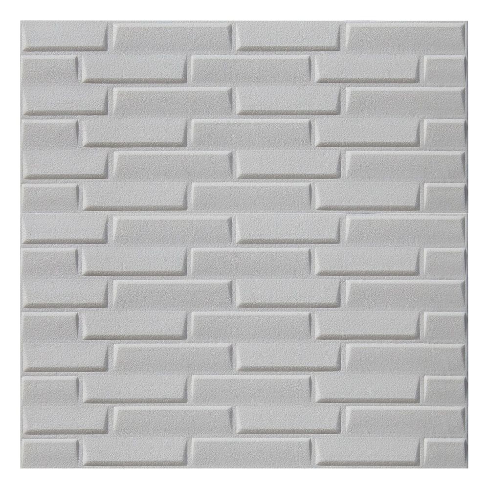 Kit 2 Painel Placa 3D Auto Adesivo Tijolinho Branco 70x70cm Alto Relevo
