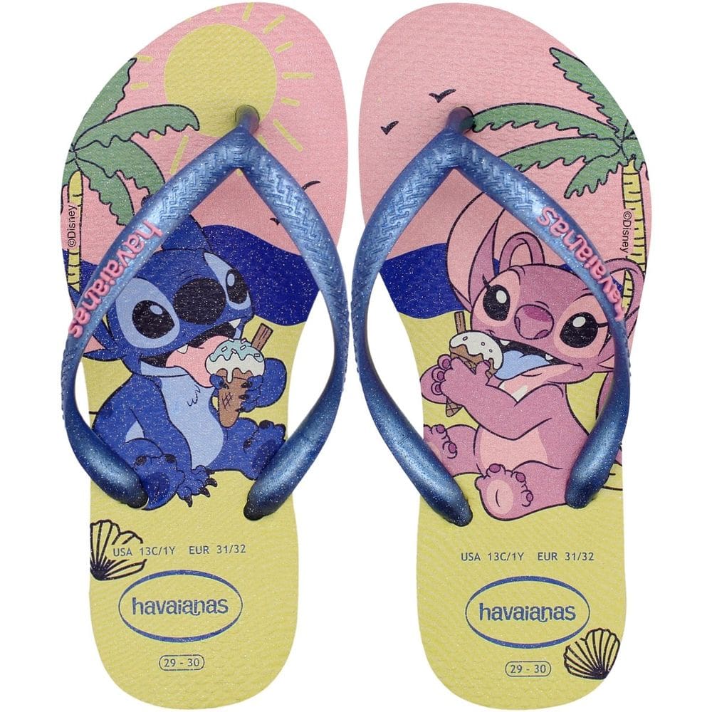 Chinelo de Dedo Havaianas Slim Disney Stitch Infantil Menina