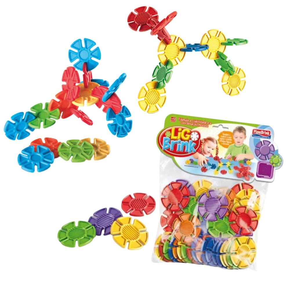 Brinquedo Para Montar Ligue e Brinque 96 Peças - Plasbrink