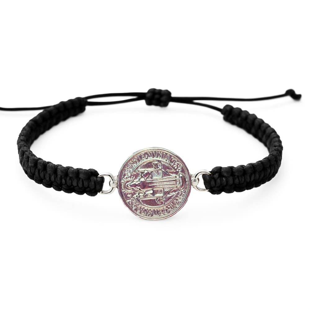 Pulseira Medalha São Bento Dupla Face 1,5 cm Ajustável